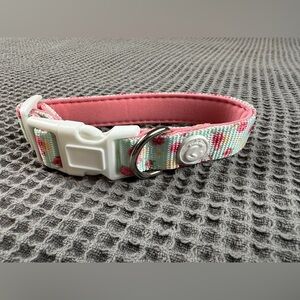 NWOT Small 3/4”W x 12”L mint dog collar with pink and white flowers
